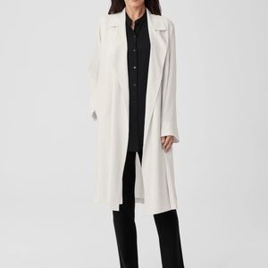 Eileen Fisher Bone Silk Georgette Crepe Trench Coat BNWTS $398.00 NEW BNWTS